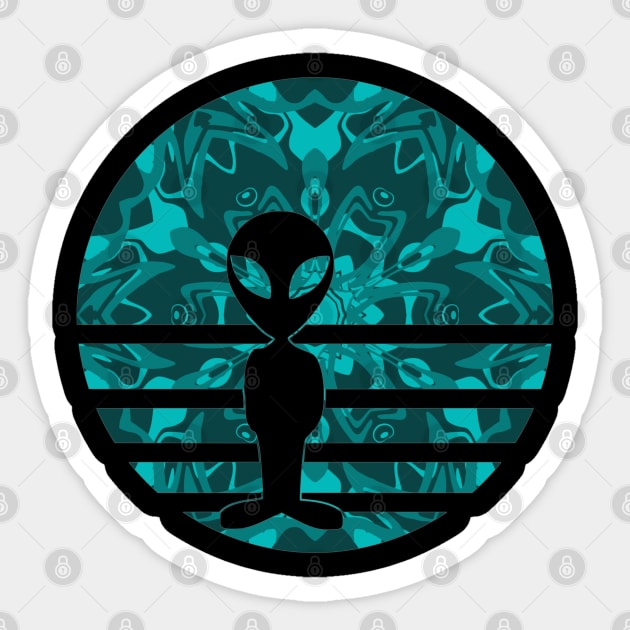 Encounters Kaleidoscope Silhouette Invasion Alien Sunset Silhouette Sticker by Mazz M